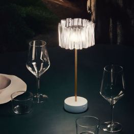 ACCORDEON BATTERY GOLD/WHITE - Table Battery Rechargeable Lights 