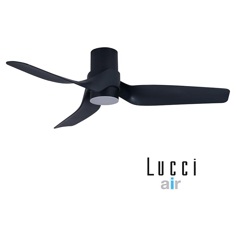 Μαύρος ανεμιστήρας οροφής Lucci Air Nautica Black DC Fan με τρία πτερύγια ABS και ενσωματωμένο φωτισμό LED