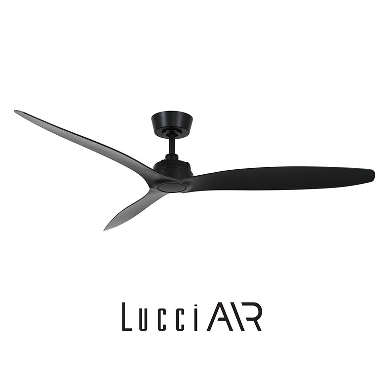 LUCCI AIR FARRON Black ανεμιστήρας οροφής μαύρος με 3 πτερύγια και DC μοτέρ για μοντέρνους εσωτερικούς και εξωτερικούς χώρους