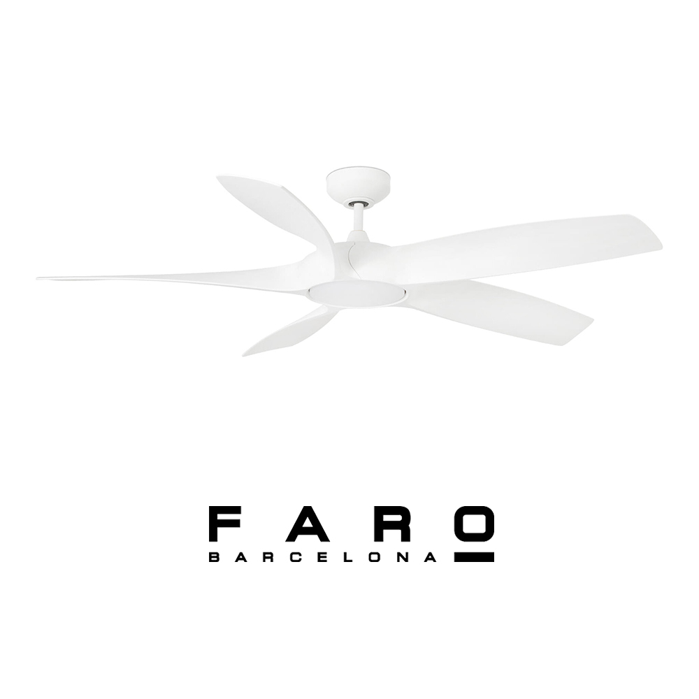 Ανεμιστήρας οροφής Faro Cocos L White με LED φωτισμό και 5 πτερύγια σε λευκό χρώμα