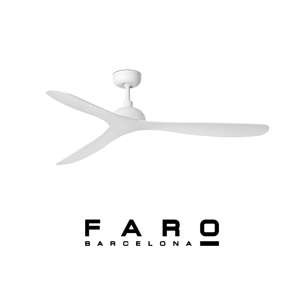 FARO GOTLAND White ανεμιστήρας οροφής χωρίς φως με λευκές πτέρυγες και minimal σχεδιασμό για σαλόνι και υπνοδωμάτιο