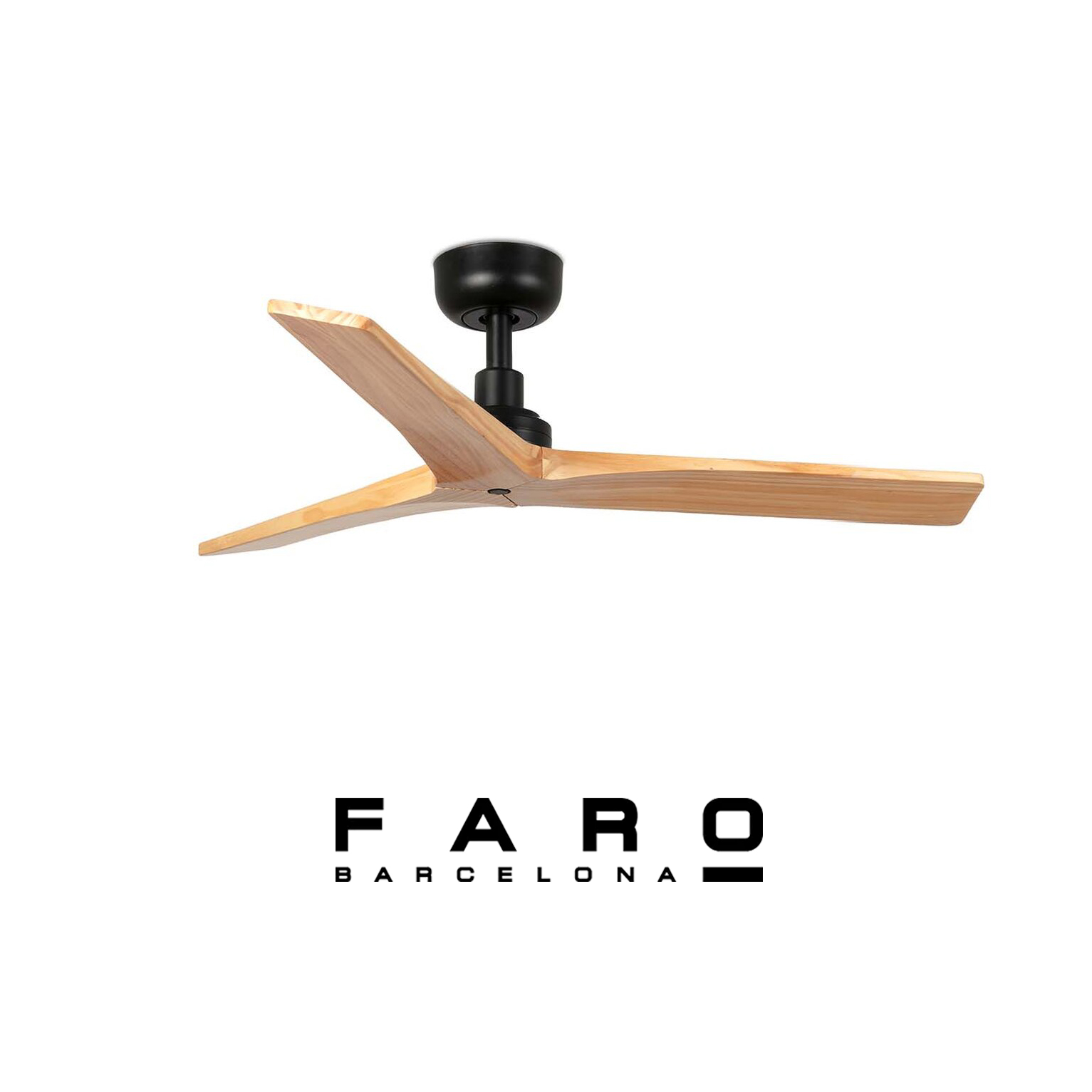 Ανεμιστήρας οροφής FARO KLIM Black Oak χωρίς φωτισμό με μαύρο σώμα, ξύλινα πτερύγια FSC και αθόρυβο DC κινητήρα