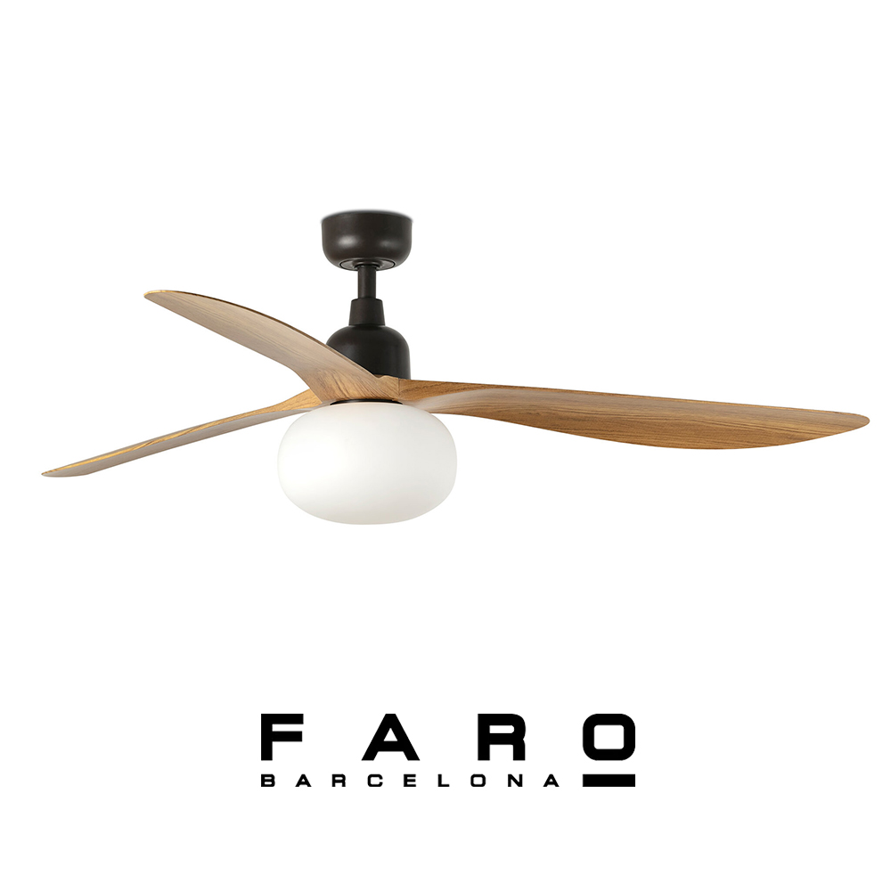Ανεμιστήρας οροφής Faro Outwood L Dark Brown Oak με πτερύγια ABS σε απόχρωση ξύλου για εξωτερικό χώρο IP44