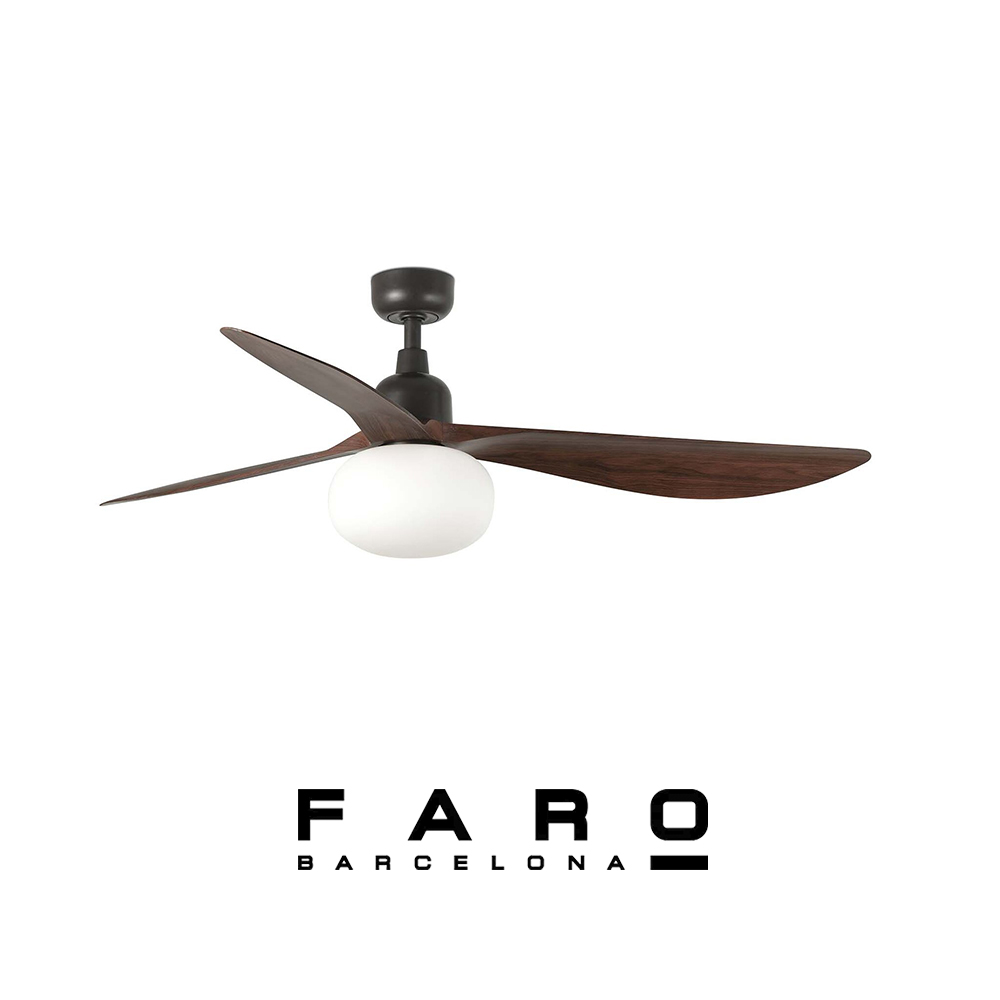 Ανεμιστήρας οροφής Faro Outwood L Dark Brown Walnut με φως και πτερύγια ABS wood effect για εξωτερικό χώρο IP44