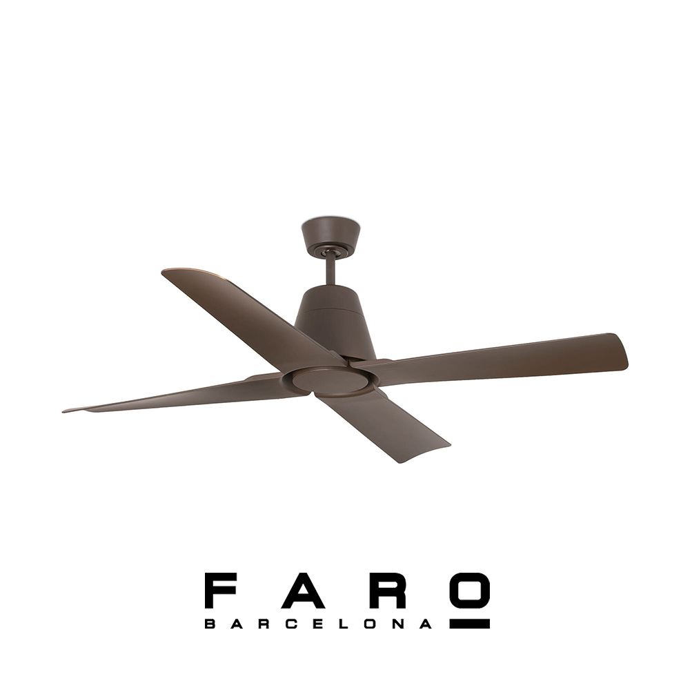 Ανεμιστήρας οροφής FARO TYPHOON Dark Brown IP44 για εσωτερικό και εξωτερικό χώρο, σε σκούρα καφέ απόχρωση, διαθέσιμος με ή χωρίς φωτισμό