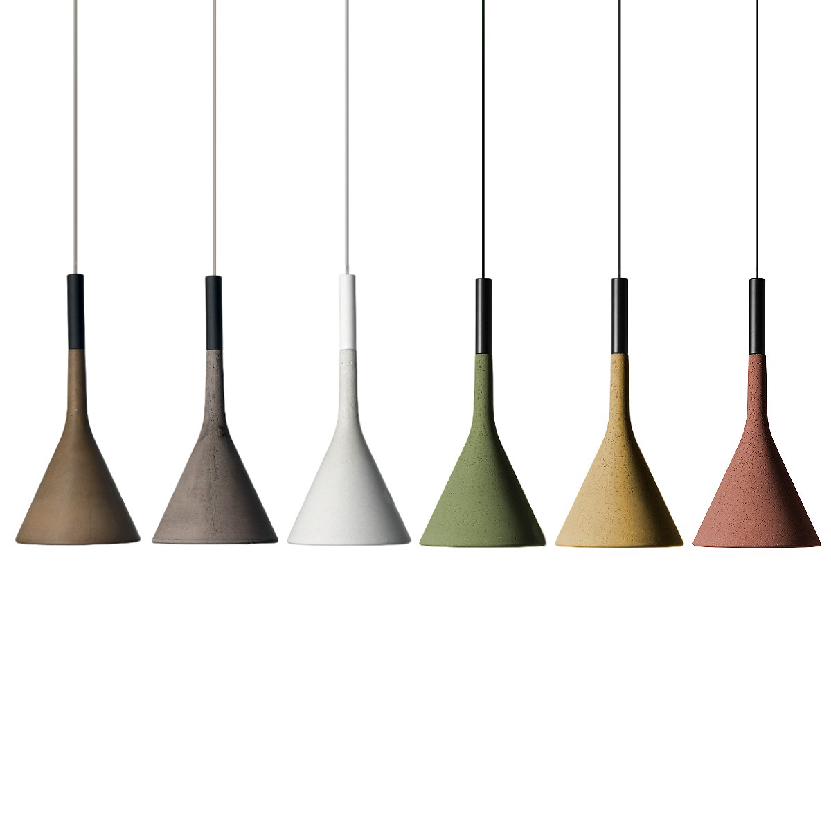 Foscarini Aplomb Medium – Κρεμαστό φωτιστικό σκυροδέματος σε λευκό, γκρι, καφέ, πράσινο, κίτρινο, κόκκινο ή ανθρακί, ιδανικό για τραπεζαρία, μπαρ & κουζίνα