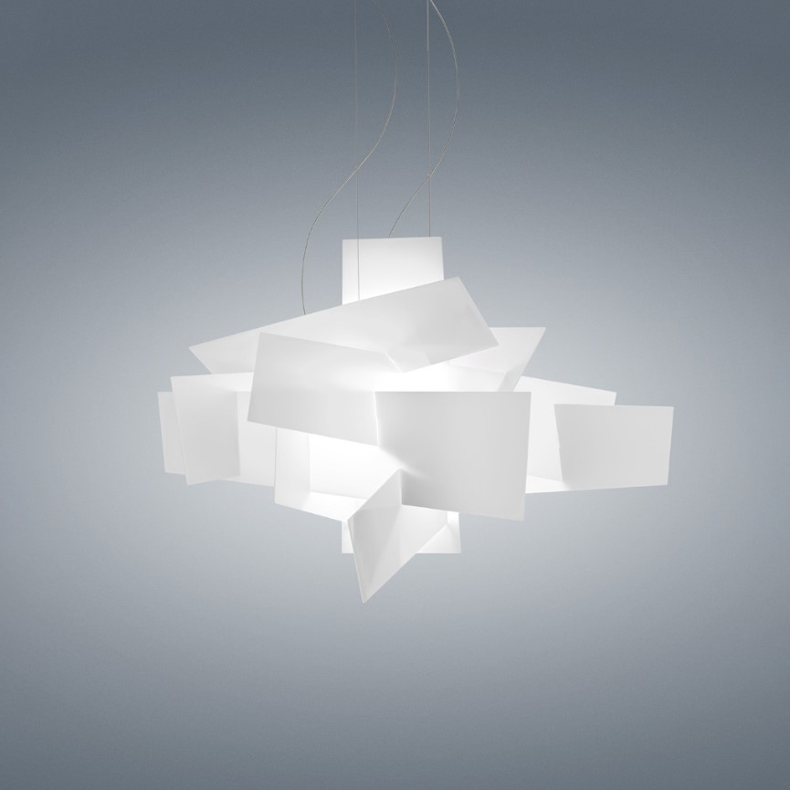 Foscarini Big Bang Suspension – Κρεμαστό φωτιστικό Ø90 cm σε λευκό methacrylate, design Enrico Franzolini, statement φωτισμός για σαλόνι ή ξενοδοχείο