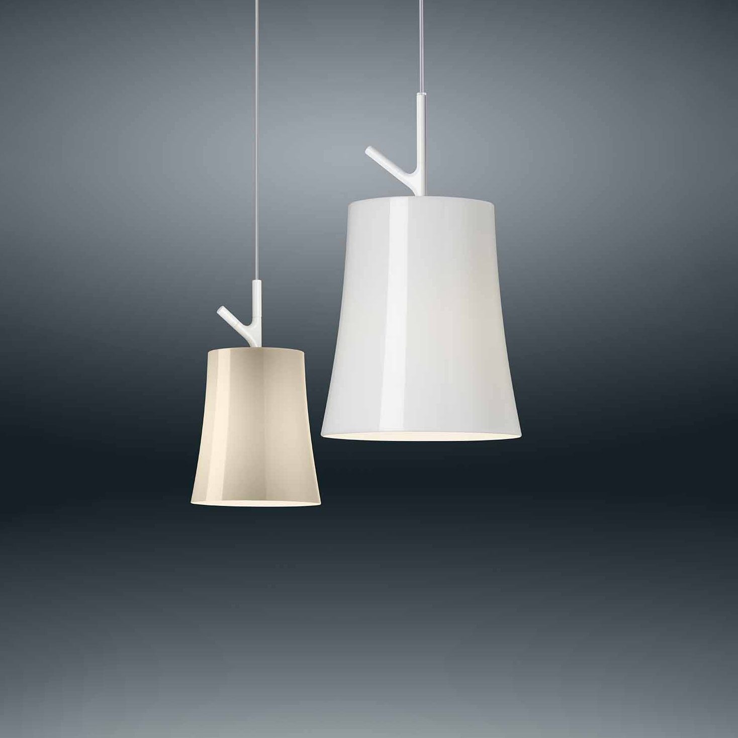 Foscarini Birdie Suspension – Κρεμαστό φωτιστικό σε 2 μεγέθη (Piccola & Grande), λευκό polycarbonate αμπαζούρ, design Palomba