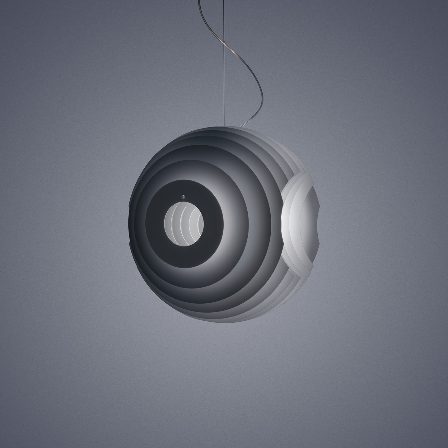 Foscarini Supernova – Κρεμαστό φωτιστικό Ø56 cm, H170xH60, από μεταλλικούς δίσκους σε αλουμίνιο ή φούξια, design Ferruccio Laviani