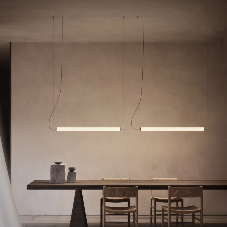 Luceplan Hono Horizontal S κρεμαστό φωτιστικό LED με γραμμικό diffuser από cotton paper σχεδιασμένο από Mandalaki Studio