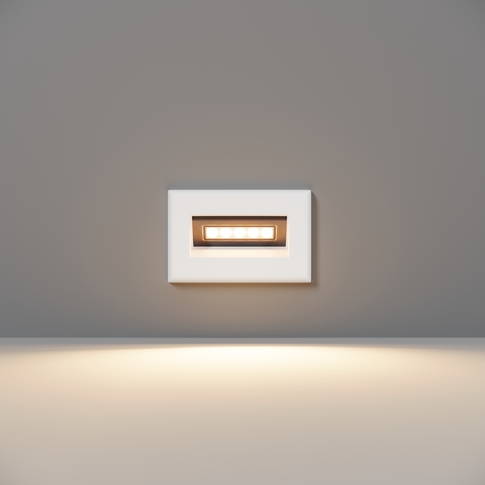Χωνευτό φωτιστικό σκαλοπατιών Maytoni Bosca White LED 3W με λευκό μεταλλικό πλαίσιο, φωτισμό 3000K και προστασία IP65