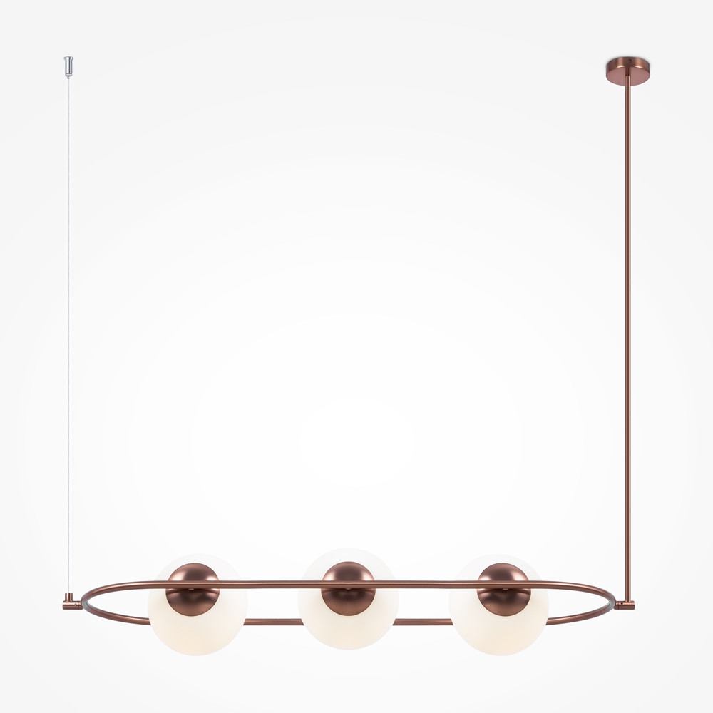 Maytoni Erich Linear Brass S κρεμαστό φωτιστικό τραπεζαρίας και νησίδας με γυάλινες μπάλες rose gold