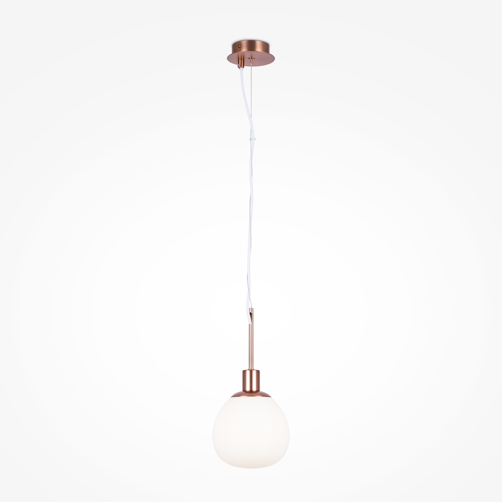 Maytoni Erich Brass S μονό κρεμαστό φωτιστικό μπάλα rose gold με λευκό γυαλί για τραπεζαρία ή κομοδίνο