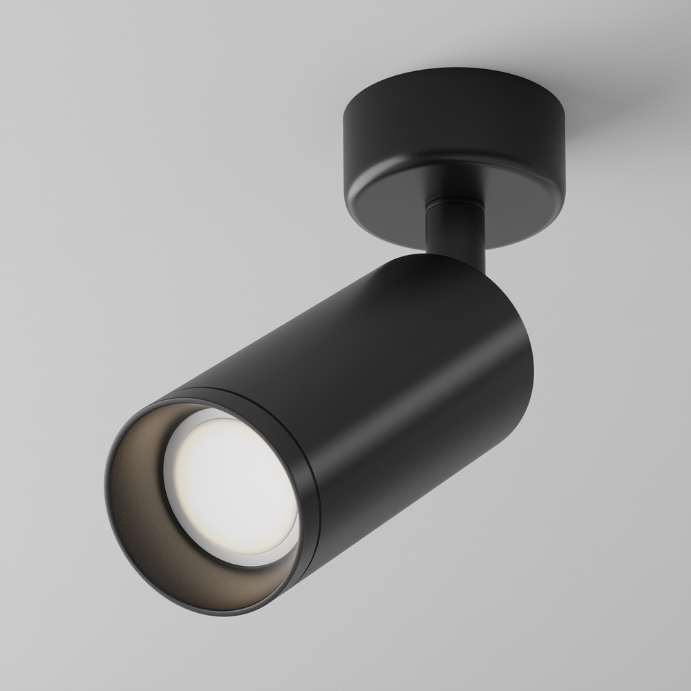 Maytoni Focus Black Spotlight – Μαύρο LED Σποτ Οροφής Επιφανείας με Ρυθμιζόμενη Κεφαλή