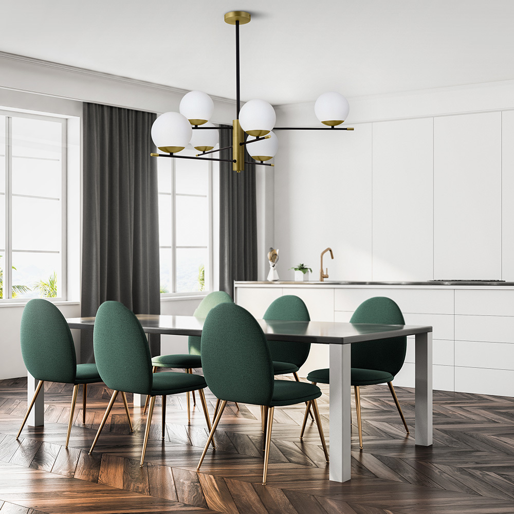Maytoni Nostalgia Chandelier μαύρο πολύφωτο με χρυσές λεπτομέρειες και λευκές γυάλινες μπάλες για σαλόνι ή τραπεζαρία