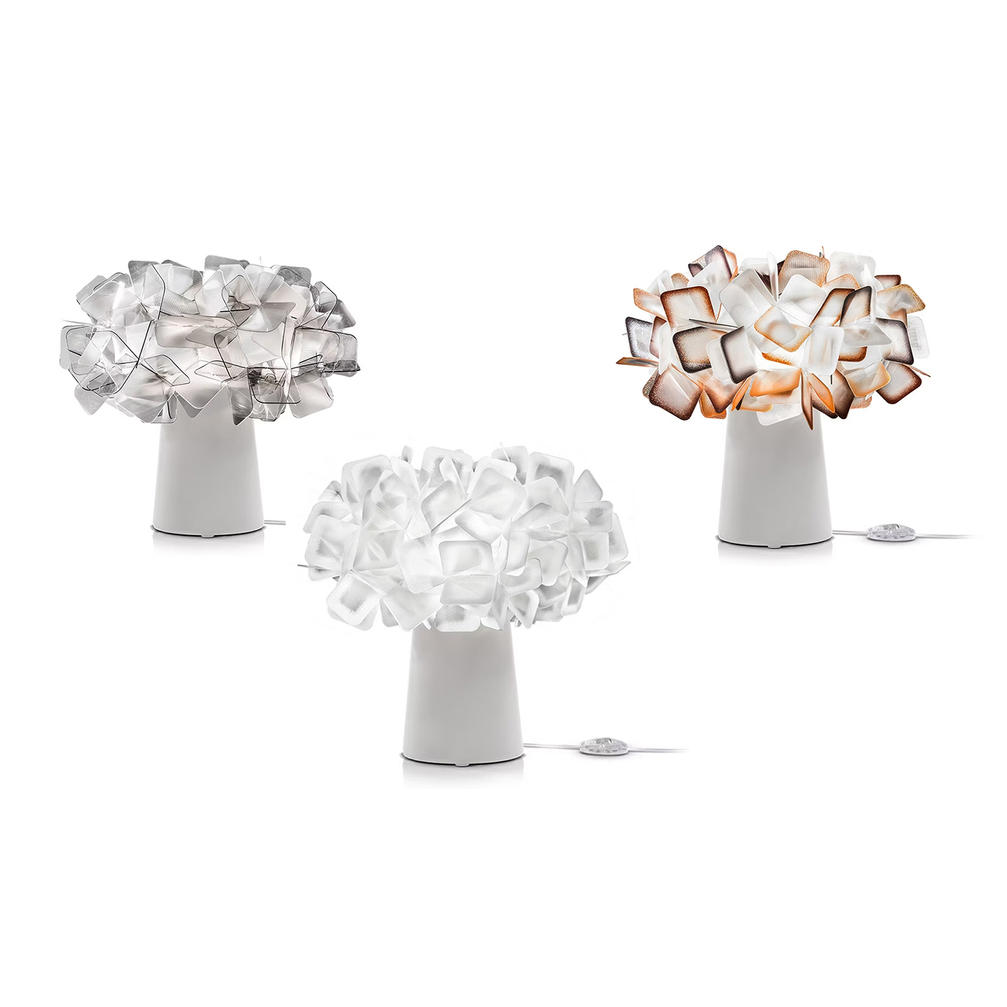 Slamp Clizia Table – χειροποίητο επιτραπέζιο φωτιστικό LED σε λευκό, πορτοκαλί ή fumé, από Cristalflex & Lentiflex.