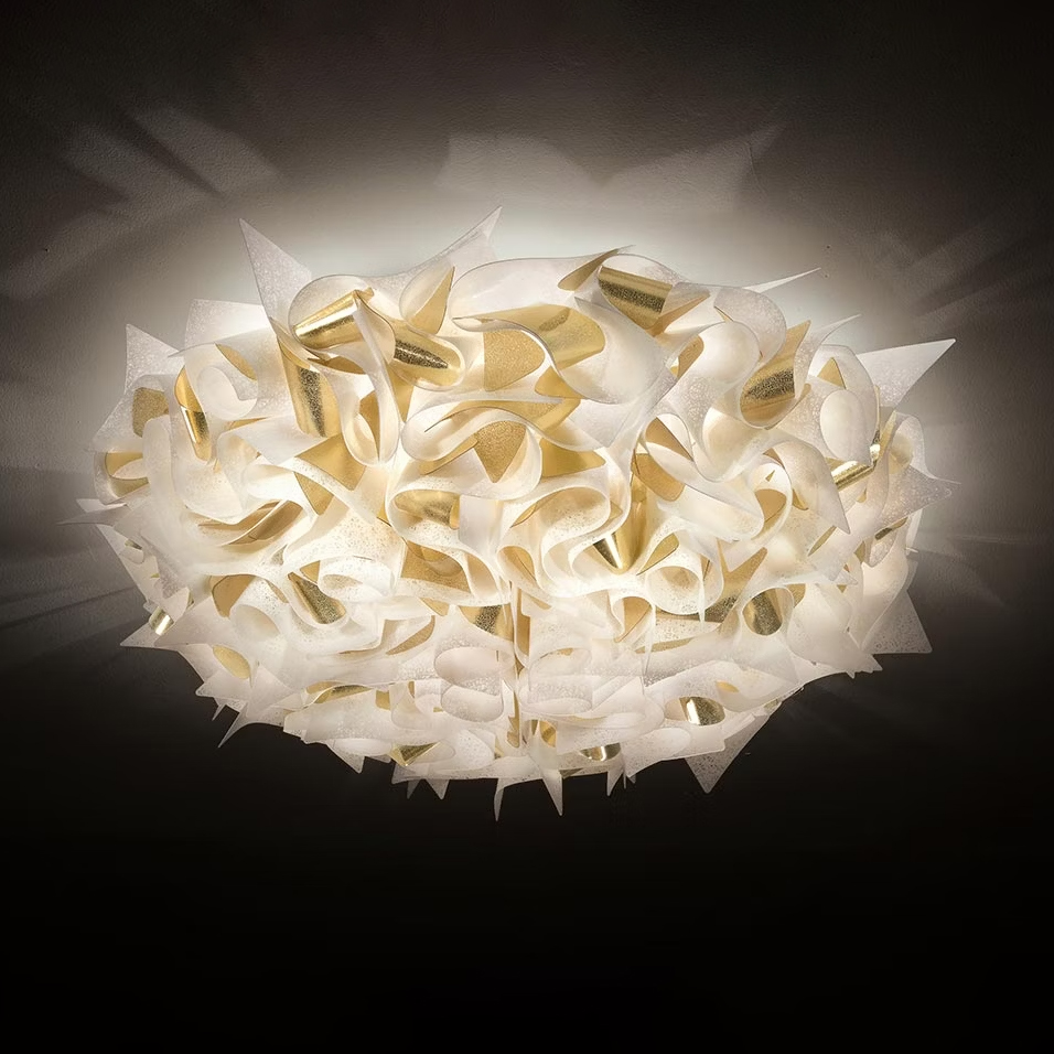 Slamp Veli Aurea Large – LED φωτιστικό οροφής/τοίχου με λευκές και χρυσές πινελιές Lentiflex