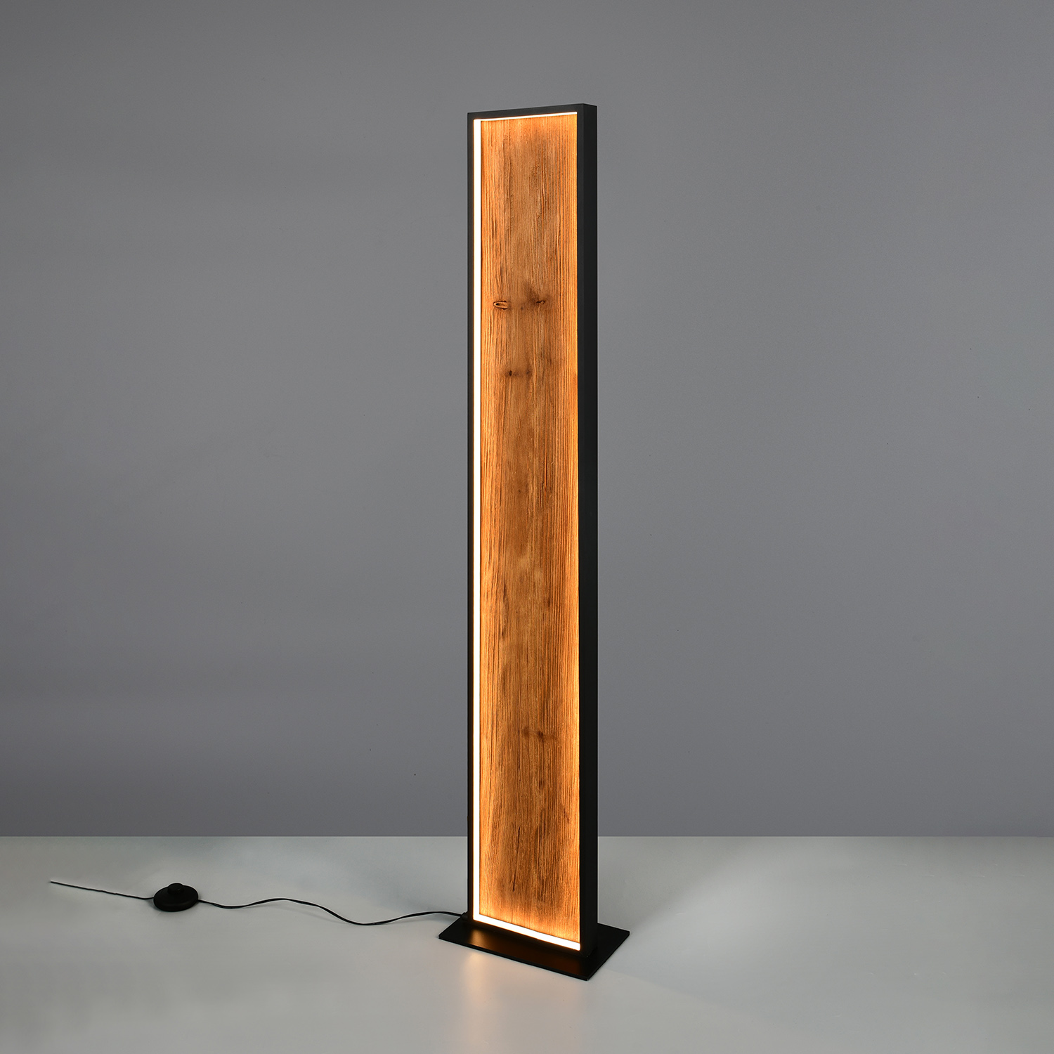 Trio Kalea φωτιστικό δαπέδου LED με ξύλινη επιφάνεια και foot dimmer
