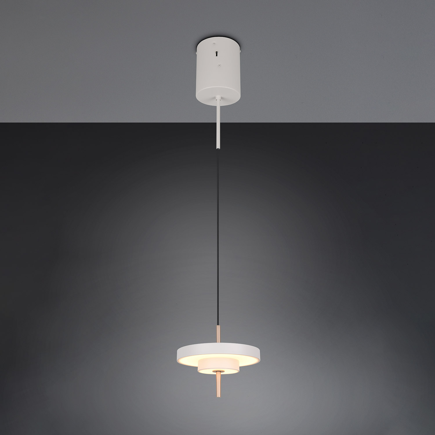 Μονό κρεμαστό φωτιστικό TRIO Keaton Grey S με LED φωτισμό warm grey για νησίδα κουζίνας και τραπεζαρία
