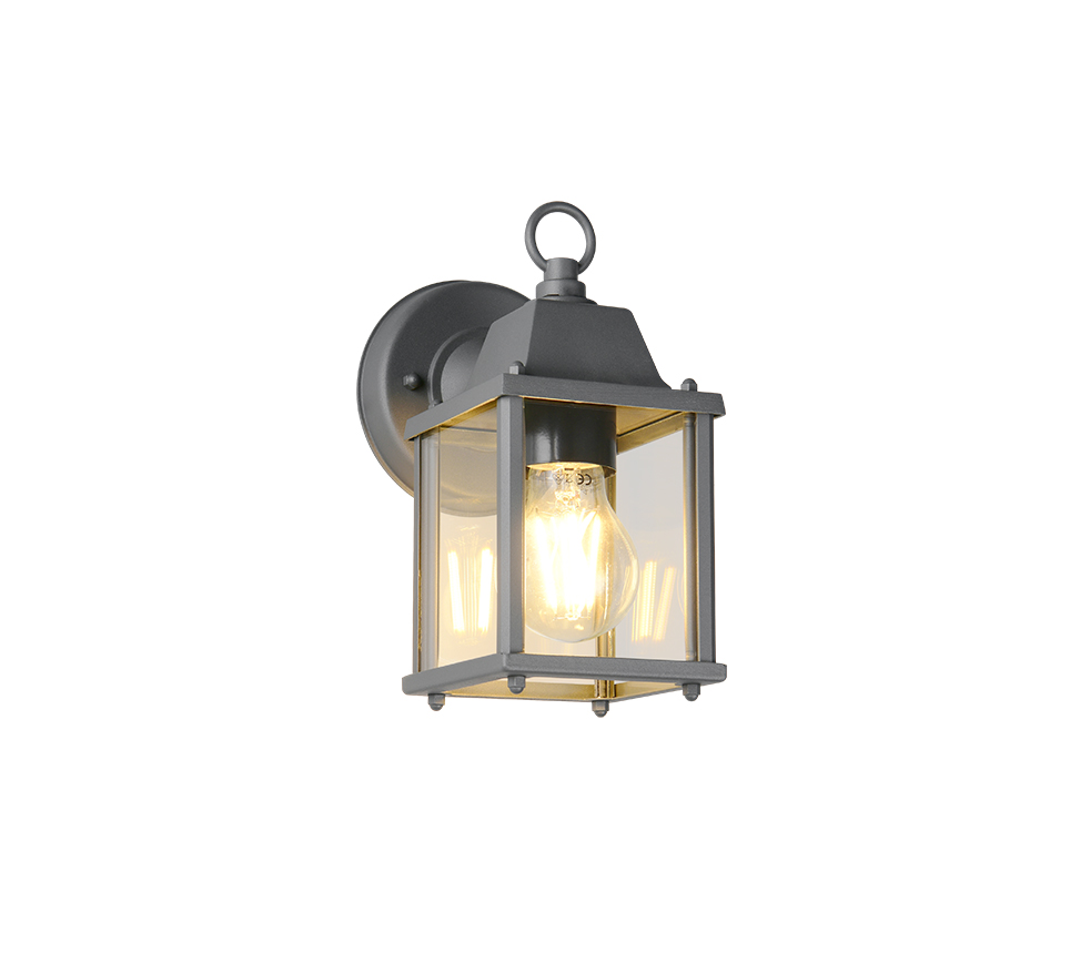 TRIO MIRANDE Anthracite Grey ανθρακί φανάρι τοίχου εξωτερικού χώρου με διάφανο γυαλί